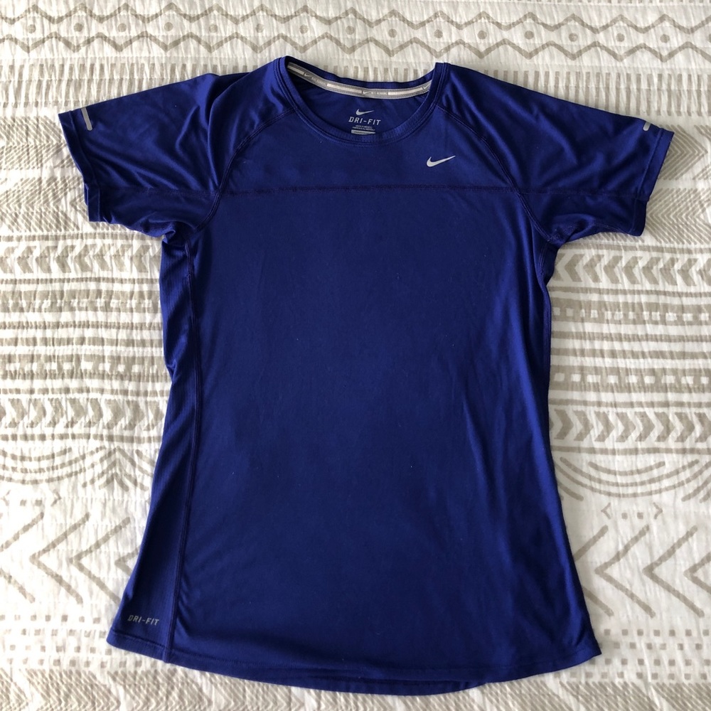 Blue Nike Running Dri Fit Reflective Top Size S